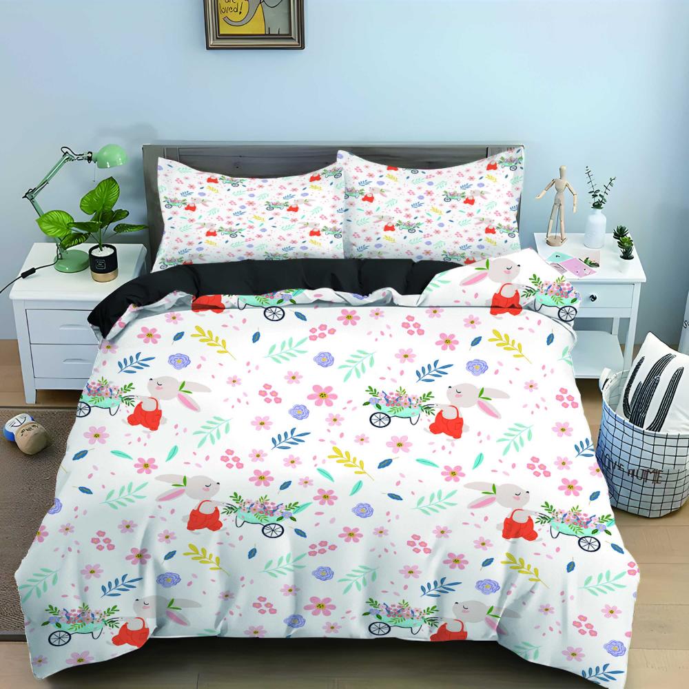 Love Heart Pattern King Queen Duvet Cover Women Heart-shaped Print Bedding Set Red Black Quilt Cover Polyester Comforter Cover