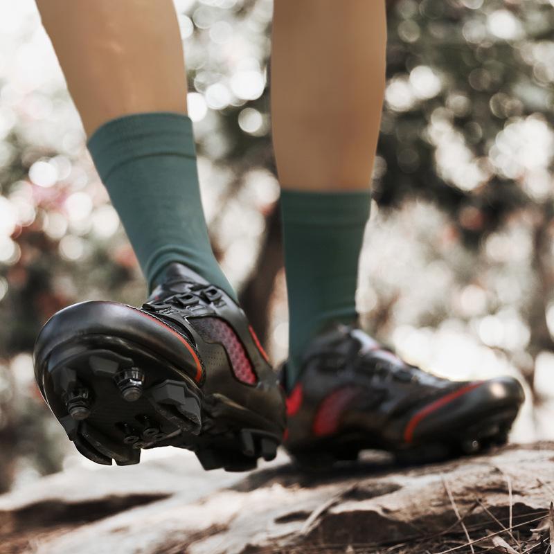 Large Size Wild Mountain Bike Riding Shoes Women's Moped Road Sports Events Cycling High Lock Shoes Men