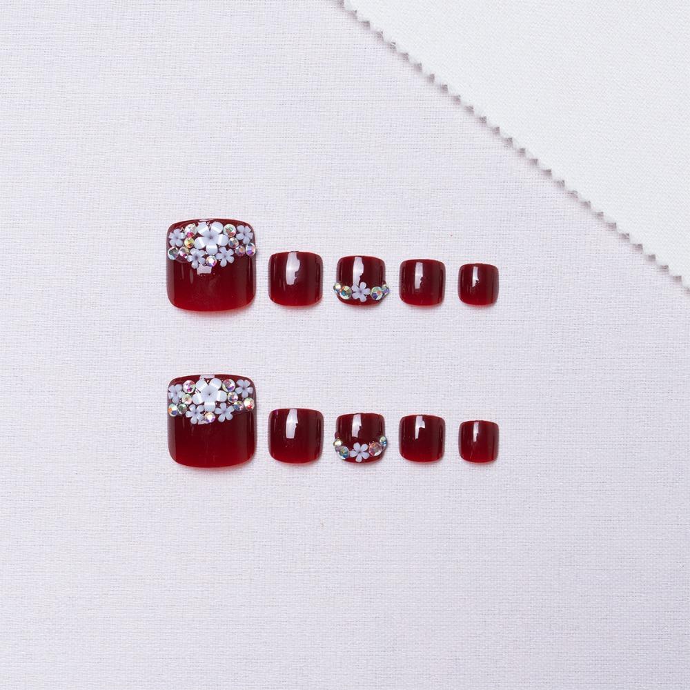 Full Cover Fake Toenails Square Head Foot Nail Tips Fashion False Toe Nails  Women