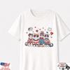 Cute Patriotic Cats  Shirt USA Flag 4th July Cat Lover Graphic Tee Gift