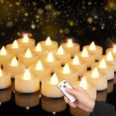 12–30 Stück flammenlose LED-Kerzen mit Timer-Fernbedienung, flackernde Teelichter, batteriebetriebene elektrische Kunstkerze für die Tischdekoration