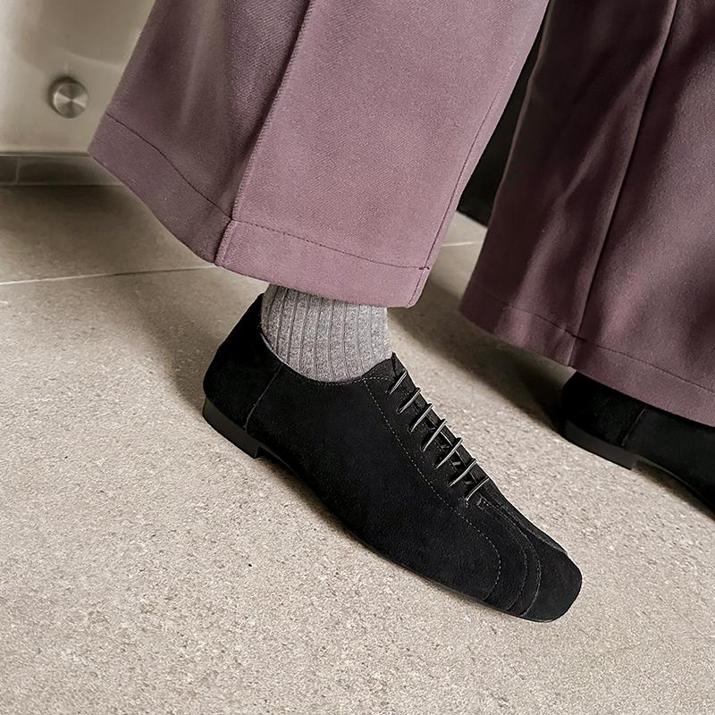Fashion 2025 Spring Summer New Women Low Heel Square Toe Basic Casual Working Comfortable Flats Soft Genuine Leather Shoes Woman Concise
