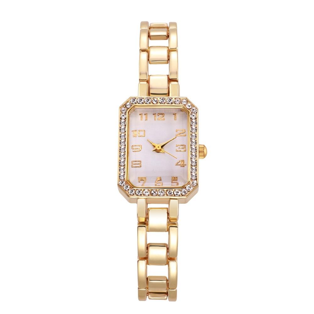 Luxury Women's Watch New Simple Square Full Diamond Digital Quartz Watche Gold Stainless Steel Bracelet Women's Dress Clock
