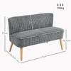 2-Seater Upholstered Sofa, Wood, Velvet-Like Polyester, Foam, 117 x 56.5 x 77 cm, Grey