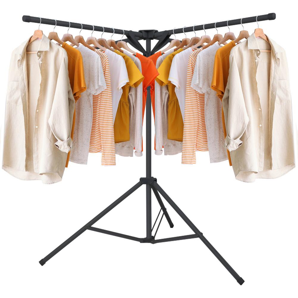 Tripod Clothes Drying Rack with 4 Poles Collapsable Clothes Rack Rotatable Arms Foldable Drying Rack for Indoor Outdoor