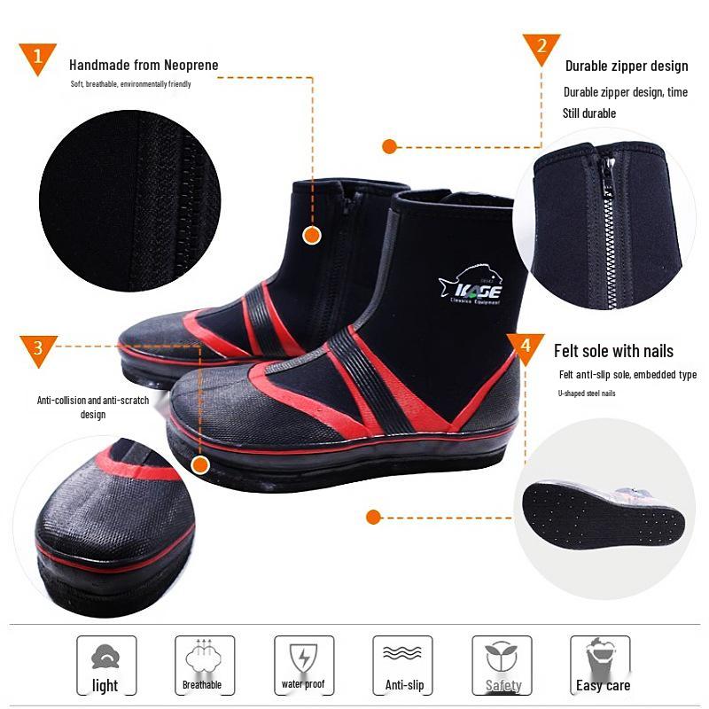 Scarpe Kaisiji Antiscivolo con Suola in Feltro e Borchie per Wading e Pesca