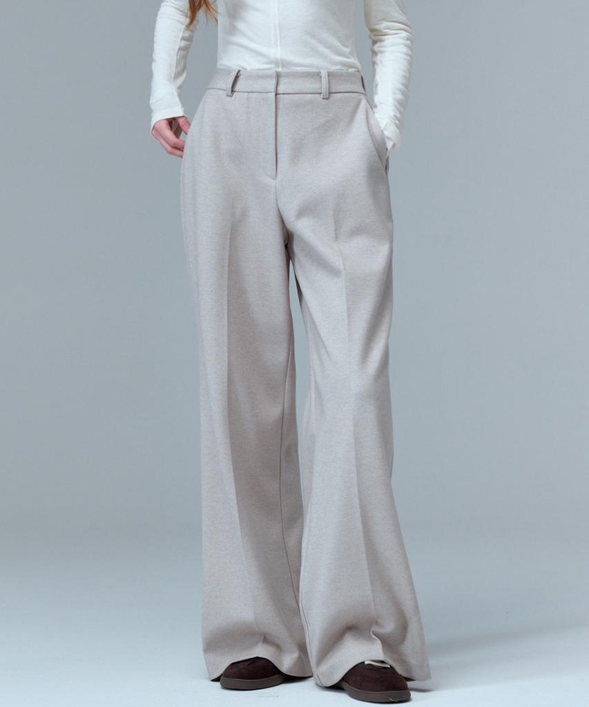 MALOUPE 2166 Heavy Brushed Wide Pants (Beige)
