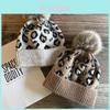 Fashion Leopard Print Pattern Women's Casual Warm Knitted Hatp For Outdoor Casual