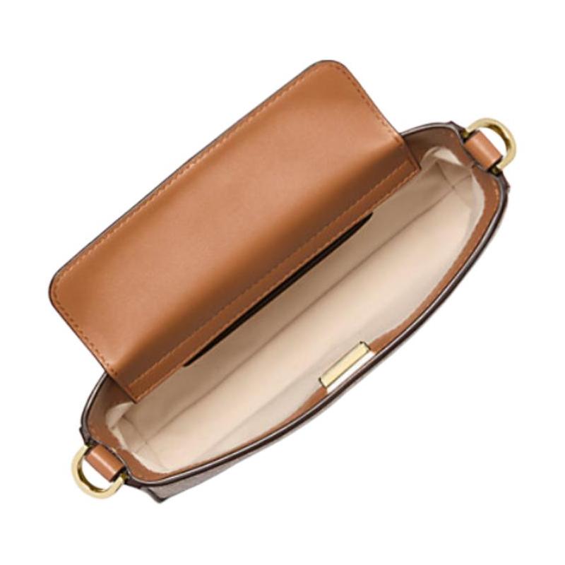 Michael Kors Bryant Logo Snap Fastening Coated Canvas Crossbody Shoulder Bag Small Women's Light Khaki
