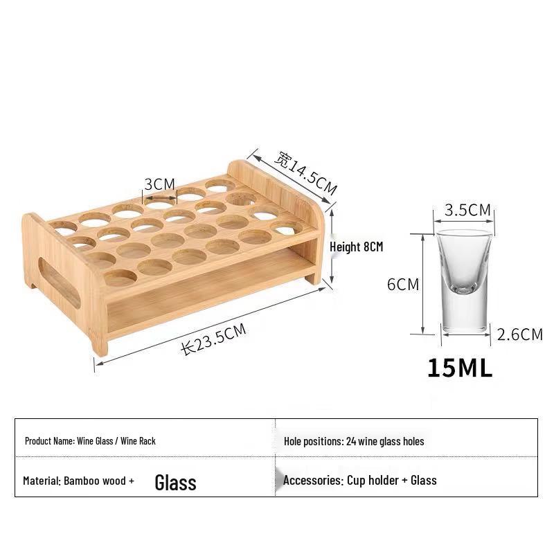 Bamboo Cocktail & Wine Glass Set with Shot Glasses