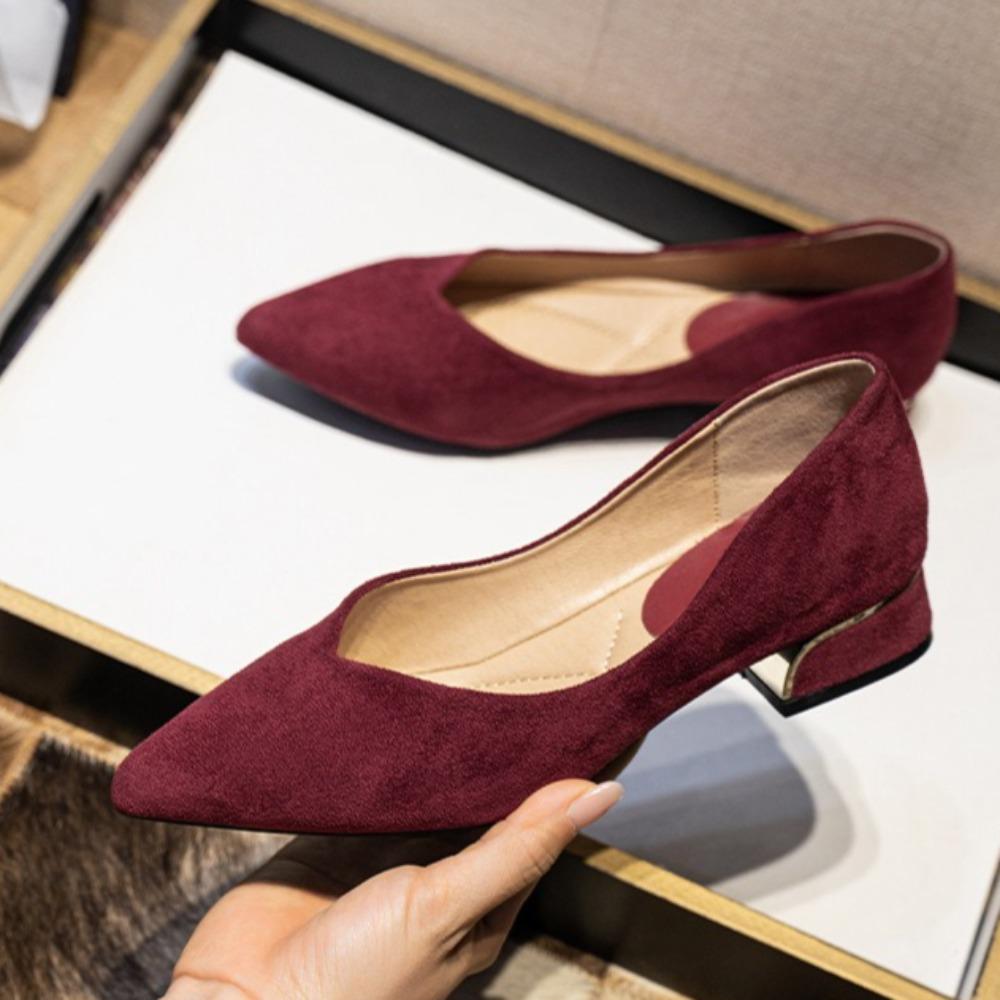 Damen Pumps Scharfe Spitze Einfache Schuhe mit dickem Absatz Vielseitige Schuhe mit niedrigem Absatz Schwarz Arbeitsschuhe Modische Damenschuhe in Übergröße