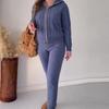 Autumn/Winter Cable Knit Hooded Zip-Up Top and Home Set for Women