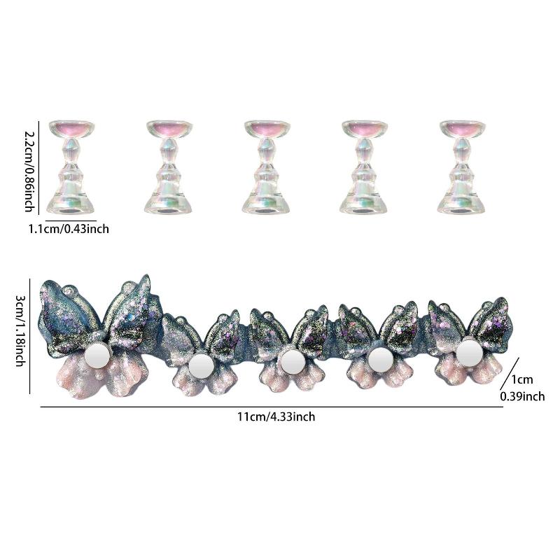 5Pcs/Set Aurora Butterfly Magnetic Nail Tip Display Stand For Manicure Press-On Nails Training Gel Nail Polish Nail Tip Display