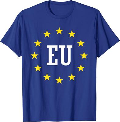 Unión Europea Apoyantes Bandera Euro Camiseta Unisex Manga Corta Casual 100% Algodón Camiseta