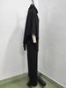 European & American Women's Fall/Winter Fleece Stand-up Collar Cape and Wide-leg Pants Set