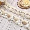 1 Yard White Cotton Tassel Lace Trim Webbing Fabric Handmade Beaded Ball Diy Curtain Clothing Sewing Craft Accessory