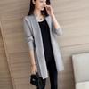 Autumn and winter new Korean version versatile loose pocket medium and long cardigan jacket women's long sleeves