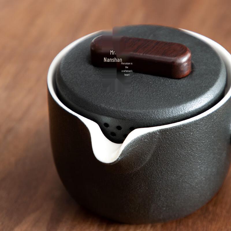 Mr. Nanshan Simple & Elegant Japanese Black Ceramic Side-Handle Tea Set