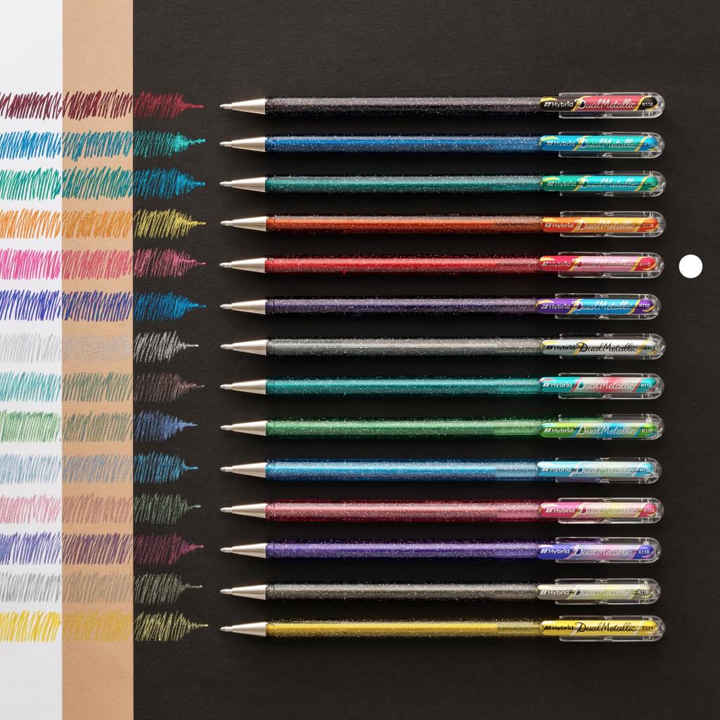 Pentel Ballpoint Dual Metallic Pink Metallic 10 Pen, + Pink, Pens, K110-DP(10)