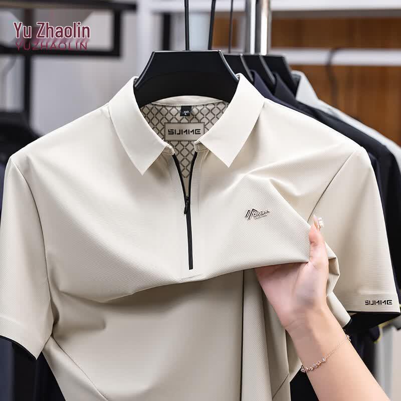 YUZHAOLIN Men s Breathable Summer Polo Shirt 5XL грязно-белый