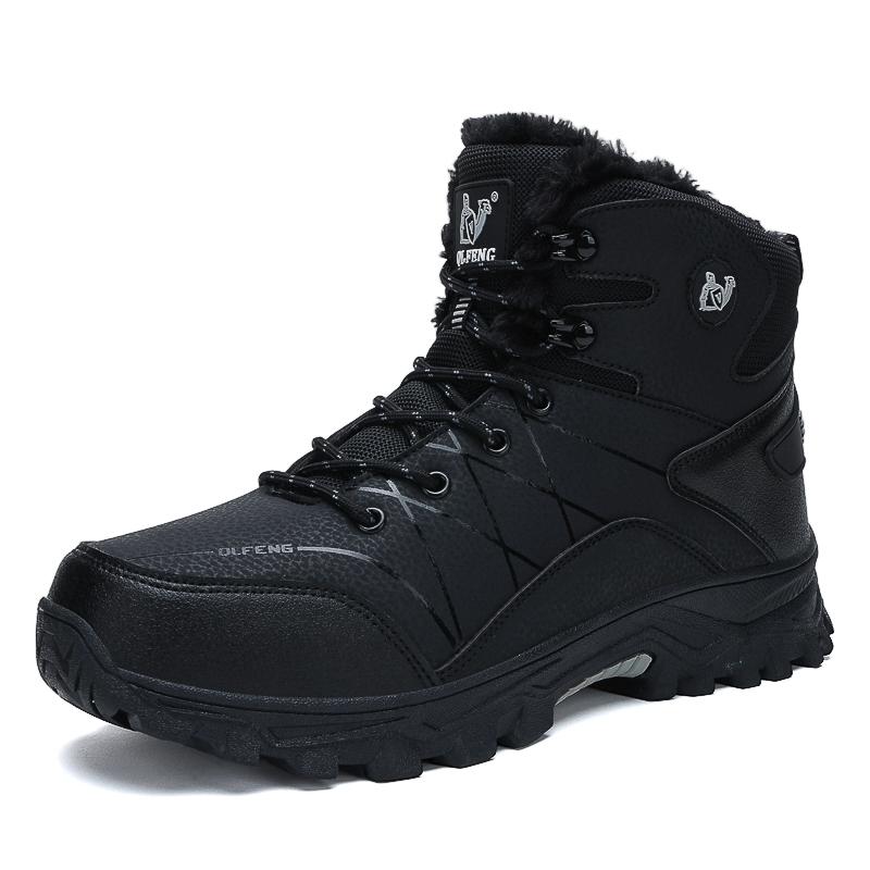 New Autumn High Top Sneaker Men Winter Plush Warm Snow Boots Outdoor Anti Slip Wear Resistant Mountaineering Hiking Footwear