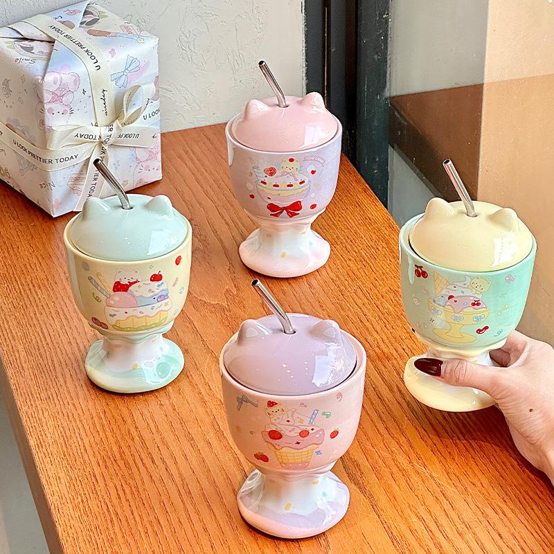 Cute Cat Goblet High Value Straw Water Cup Girls Birthday Gift Souvenir Practical Gift Box