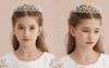 Cemellia Kinder-Krone Blume Tiara Haarschmuck, Formell, Kristall- und Perlen-Haarschmuck, Funkelnd, Perfekt für Hochzeiten, Aufführungen,