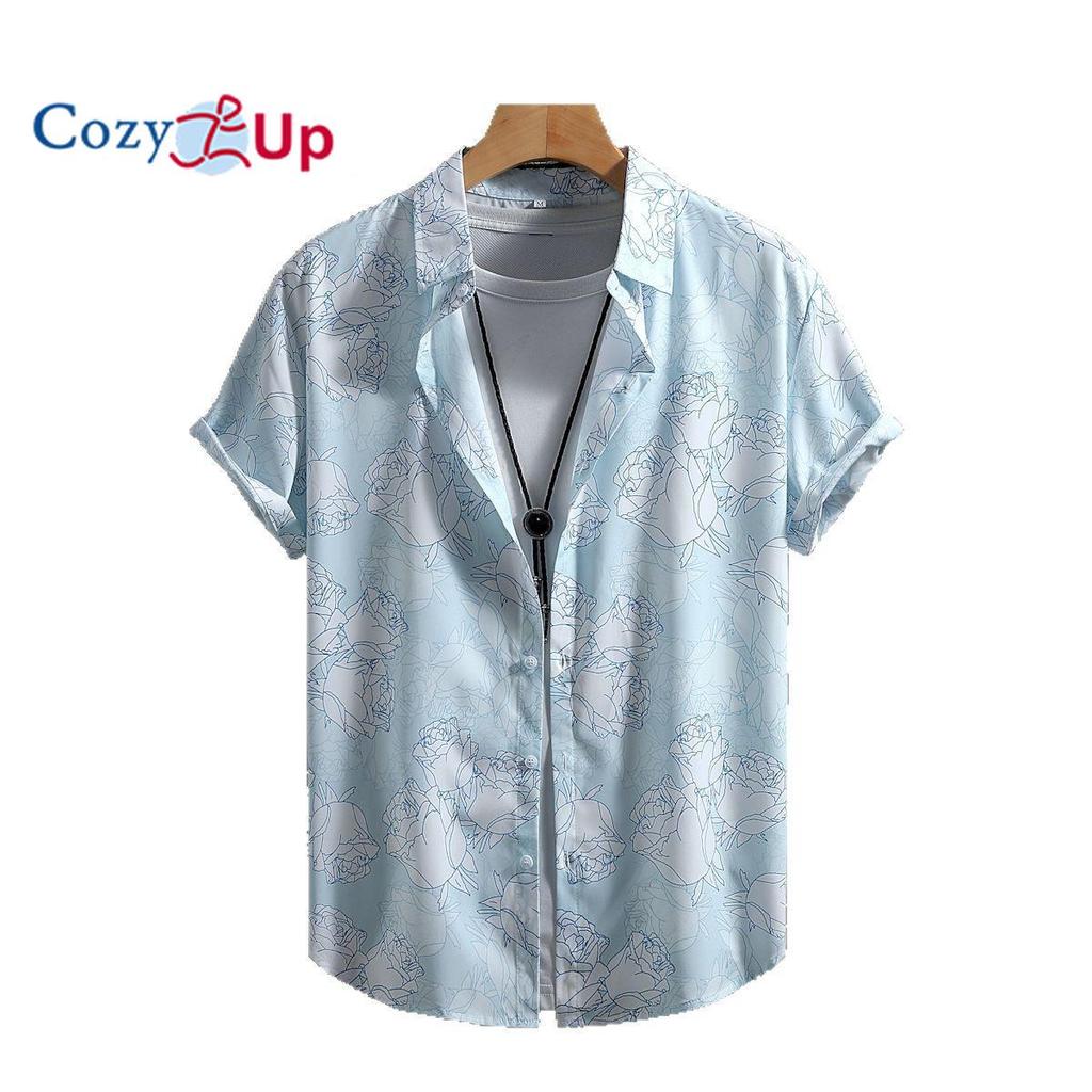 Cămașă cu mânecă scurtă pentru bărbați Albastru cer Alb Roz Cămașă Modă Casual Vacanță Hawaii Vară 2025 Nouă Sosire