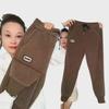 Autumn/Winter Women's Velvet-Lined Lambskin Corduroy Harem Pants - Warm Cuffed Design