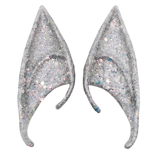 1Pair Elf Ears High Simulation Flexible Pointed Tip Luminous Glitter Cosplay Props Latex Halloween Costume Party Fairy Ears for Festival