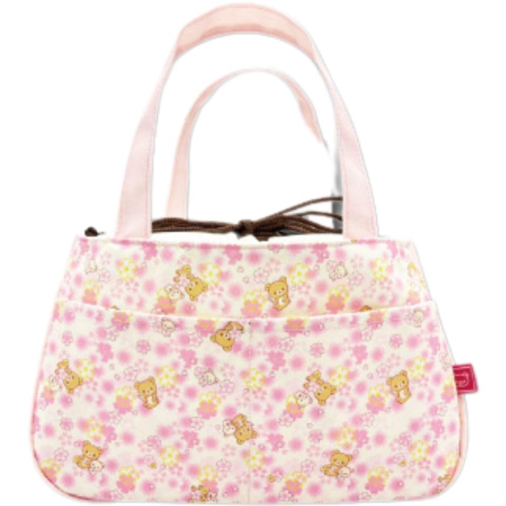 Hatayama Shoji San-X Drawstring Lunch Tote Bag, Cherry Blossom Print, Rilakkuma, Approx. H17 x W26 x D13cm, Product Number: 33202953