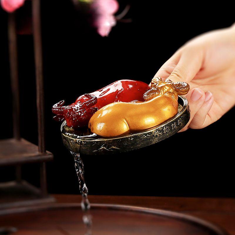 Resin Color Changing Tea Pets Animal Cow Accessories Home Office Tea Pet Decoration Toy Tea Set Accessories Teaware