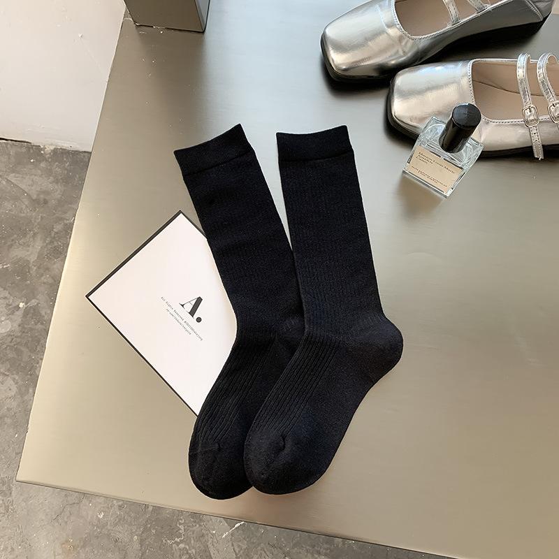 White Pile Socks, Women's Summer Cotton Socks, Thin Mid-calf Socks, Grey Long Socks, Spring and Autumn Matching, German Training Shoes, Socks Trend