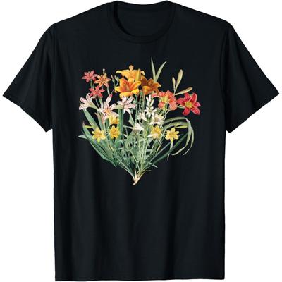 Variety of Lillies Graphic Flower Print Flowered T-Shirt T-Shirt
