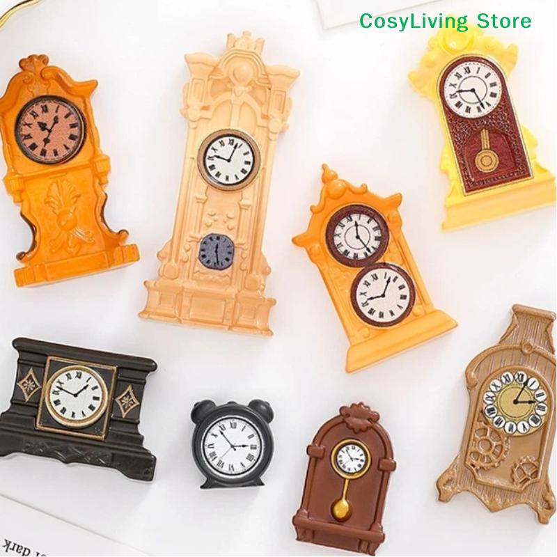 1/8Pcs Miniature Wall Clock European Vintage Clock Desktop Decoration Furniture Model Decor