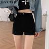 Black Denim Shorts for Women Summer High-Waisted Versatile Flattering Skinny-Fit Hot Pants
