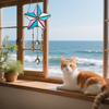 Sea Animal Sun Catcher Coastal Hanging Decoration Conch Starfish Seahorse Suncatcher for Home Windows Balcony Decor