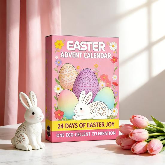 24Pcs Easter Bunny Countdown Calendar Dig Kit Treasure Hunt Excavation Toys for Kids Includes Dig Tools & Surprise Figurines Fun DIY Activity for Boys
