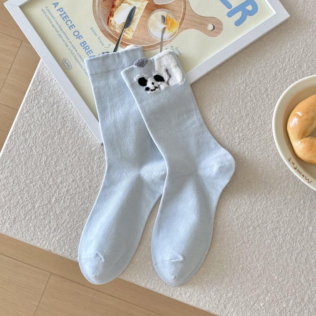 Female Autumn and Winter Warm Cartoon Flocking Small Animal Three Dimensional Hair Ball In The Tube Pile Socks