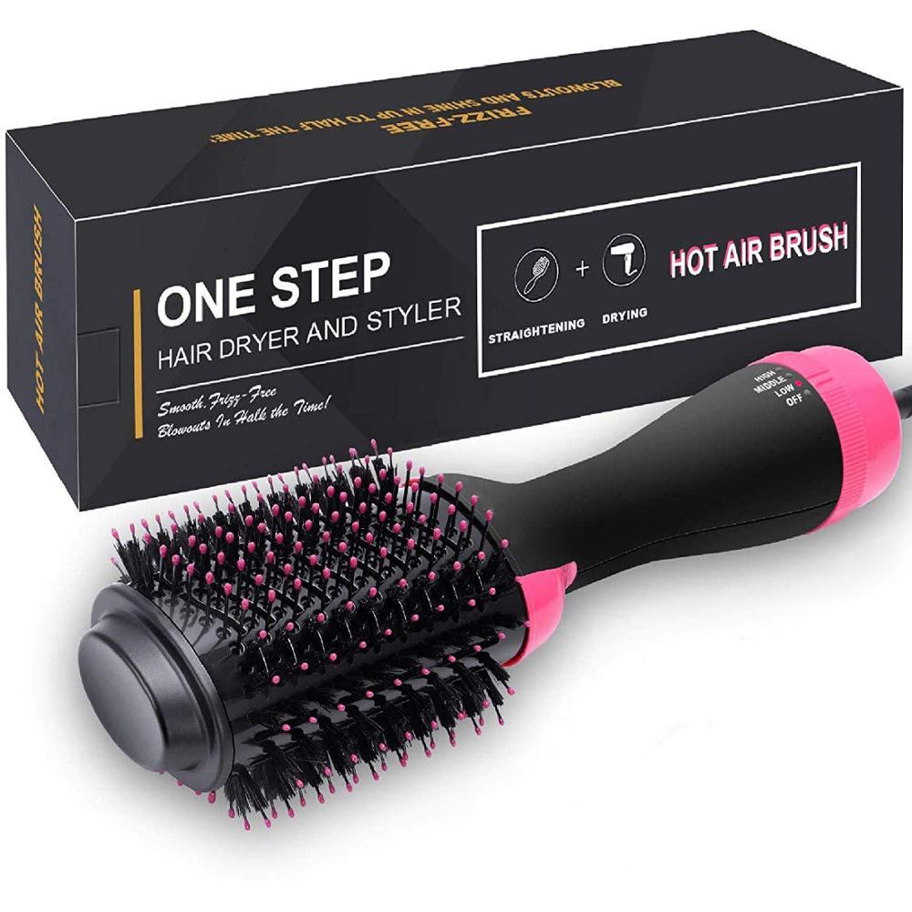 Hot Comb One Step Volumizer Hair Dryer Hair Straightener And Curler Salon Styling Hot Air Brush Tangle Negative Ions Hair Blower