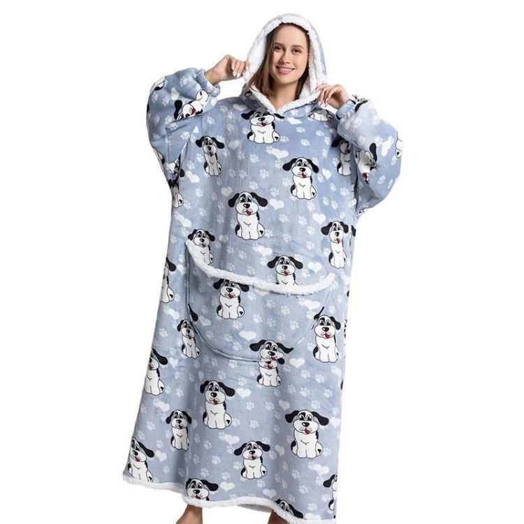 Kadın Kış Polar Kapüşonlu Bornoz Oversize Kollu Battaniye 140cm Dev TV Kapüşonlu Sweatshirtler Rahat Konforlu Sıcak