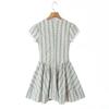 House Style French Sweet Floral Bow Striped Lace V-Neck Mini Dress Women