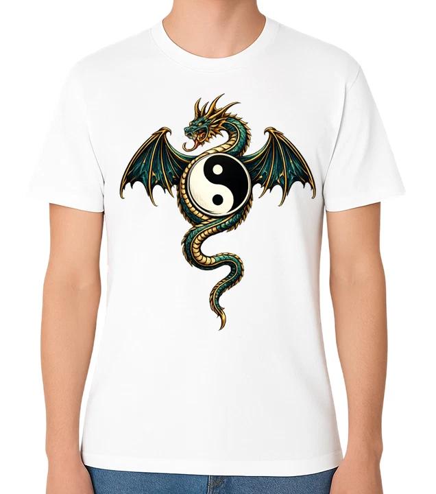 Dragon Yin Yang Symbol T-Shirt Fantasy Martial Arts Gift Unisex Tee L