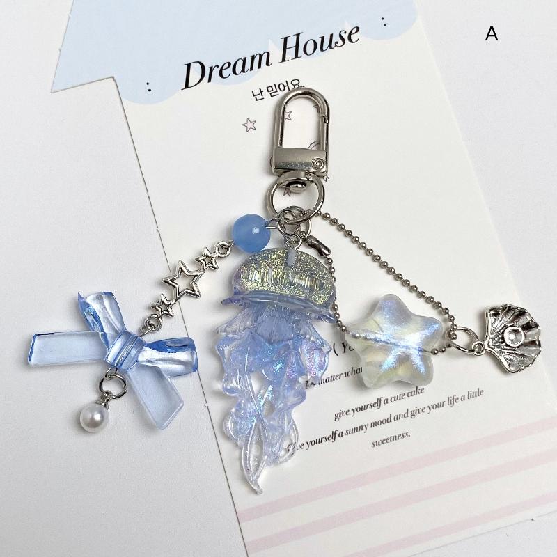

Jellyfish Phone Charm Starfish Mermaid Fishtail Bow Bead Fairycore Keychain Wallet Schoolbag Car Key Decor