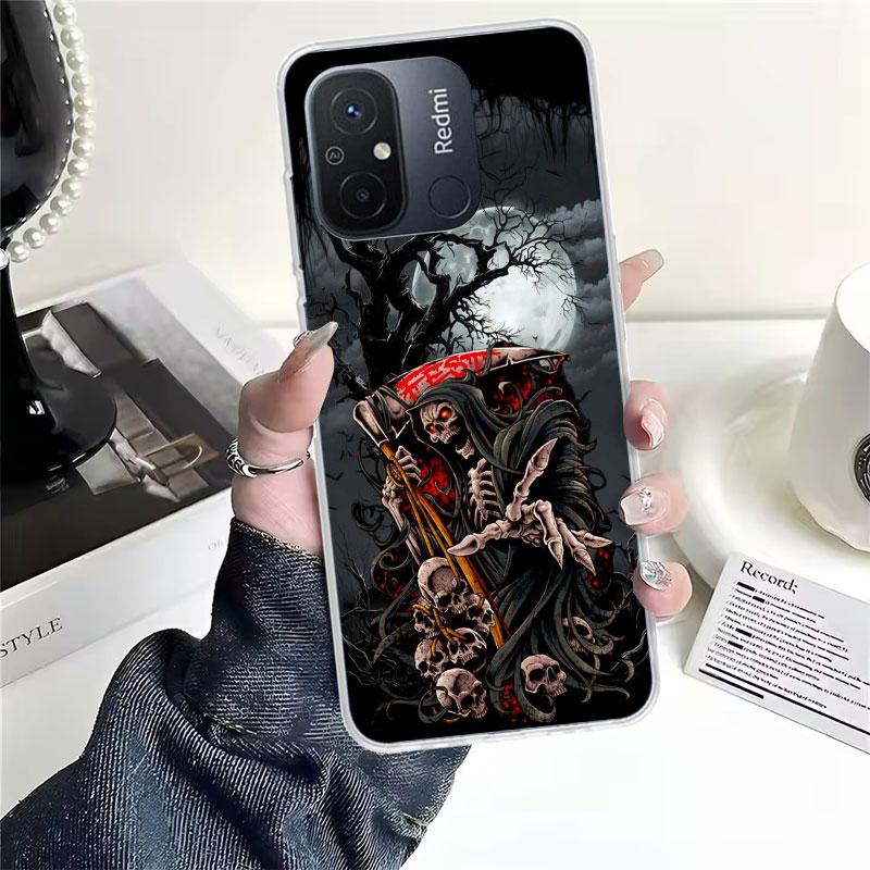 Death Grim Reaper Skull Scythe For Xiaomi Redmi 13C 13 12C 12 14C Phone Case 10 10A 10C 9 9A 9C 9T 8A 8 7A 7 6A 6 Pro K70 K60 K4