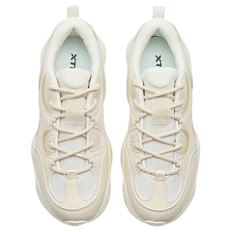 Xtep Fashionable Comfortable Wear-Resistant Shock-Absorbing Low-Top Casual Shoes Women sneaker Beige 975318320006-5