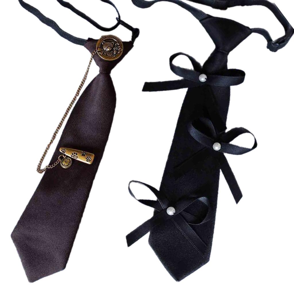 Stylish School Girl Necktie Kids Chain Pre-tied Tie Uniform Accessories Fashionable Girls' Necktie Preepy Look