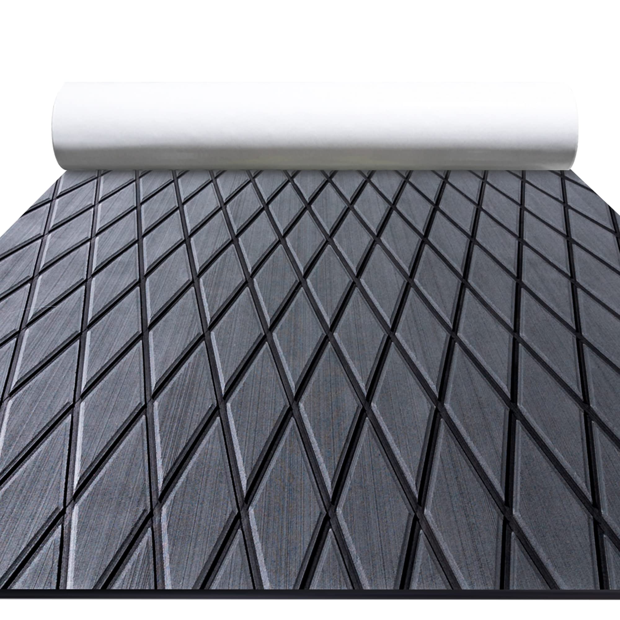 

EVA Foam Luxury Decking Sheet 2400X450X6mm Anti-Skid Boat Deck Self-Adhesive Yacht Flooring Pad Anti-fatigue Mat Diamond Shapes темно-сірий