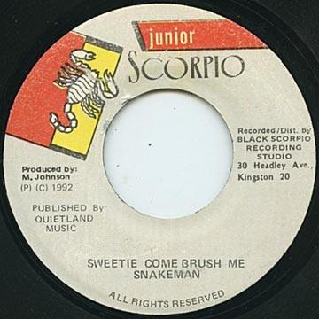 

7inch Record SNAKEMAN Sweetie Come Brush Me NONE Junior Scorpio 1992 Jamaica Reggae Ska Dub Used