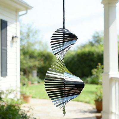Stainless Steel Spiral Wind Spinner, Hanging Reflective Wind Spinner with Hook, 3D Wind Spinner for Indoor Outdoor Garden Yard
